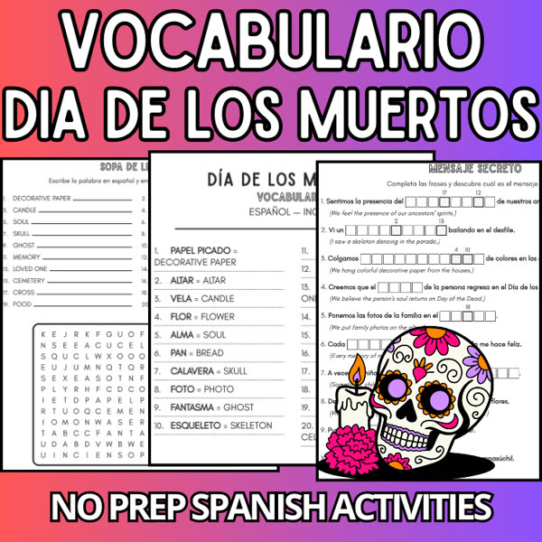 Día de los Muertos vocabulary packet