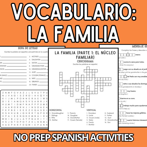 La Familia vocabulary packet